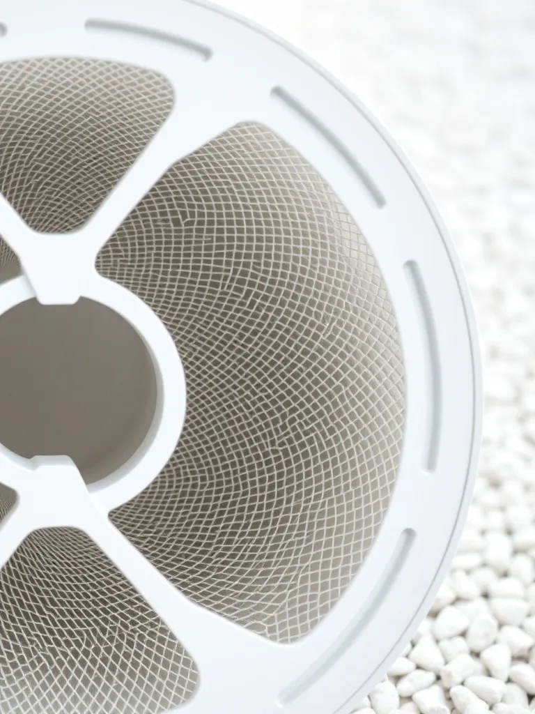 Close-up of a high-efficiency HEPA filter for industrial vac
