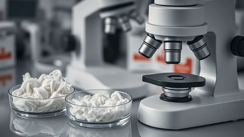 Professional laboratory microscope and petri dishes with tex